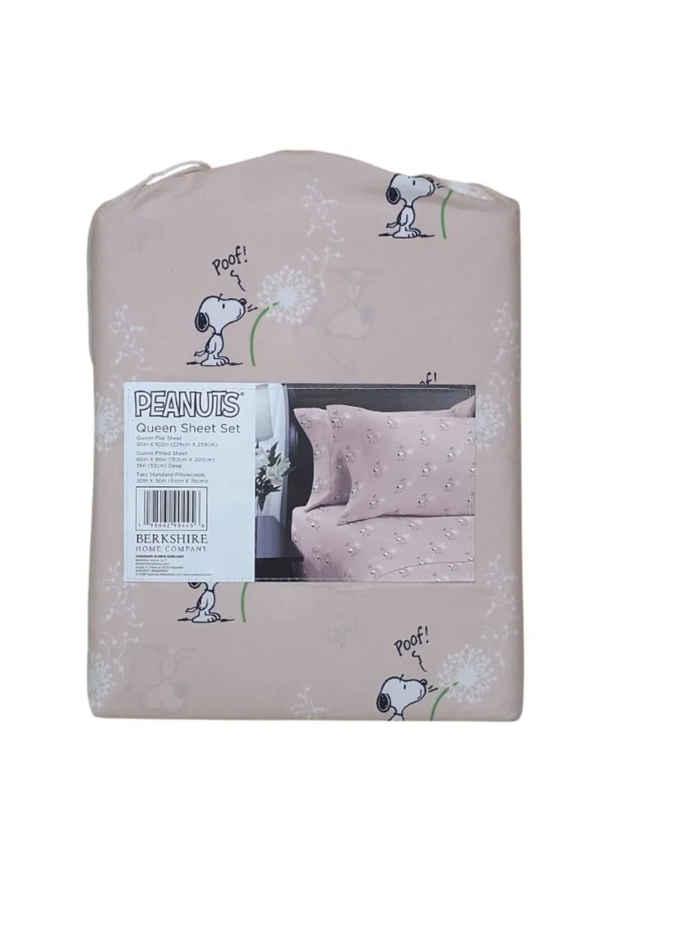 Peanuts Snoopy Queen Sheet Set By Berkshire Pink with Dandelion & Poof Spring